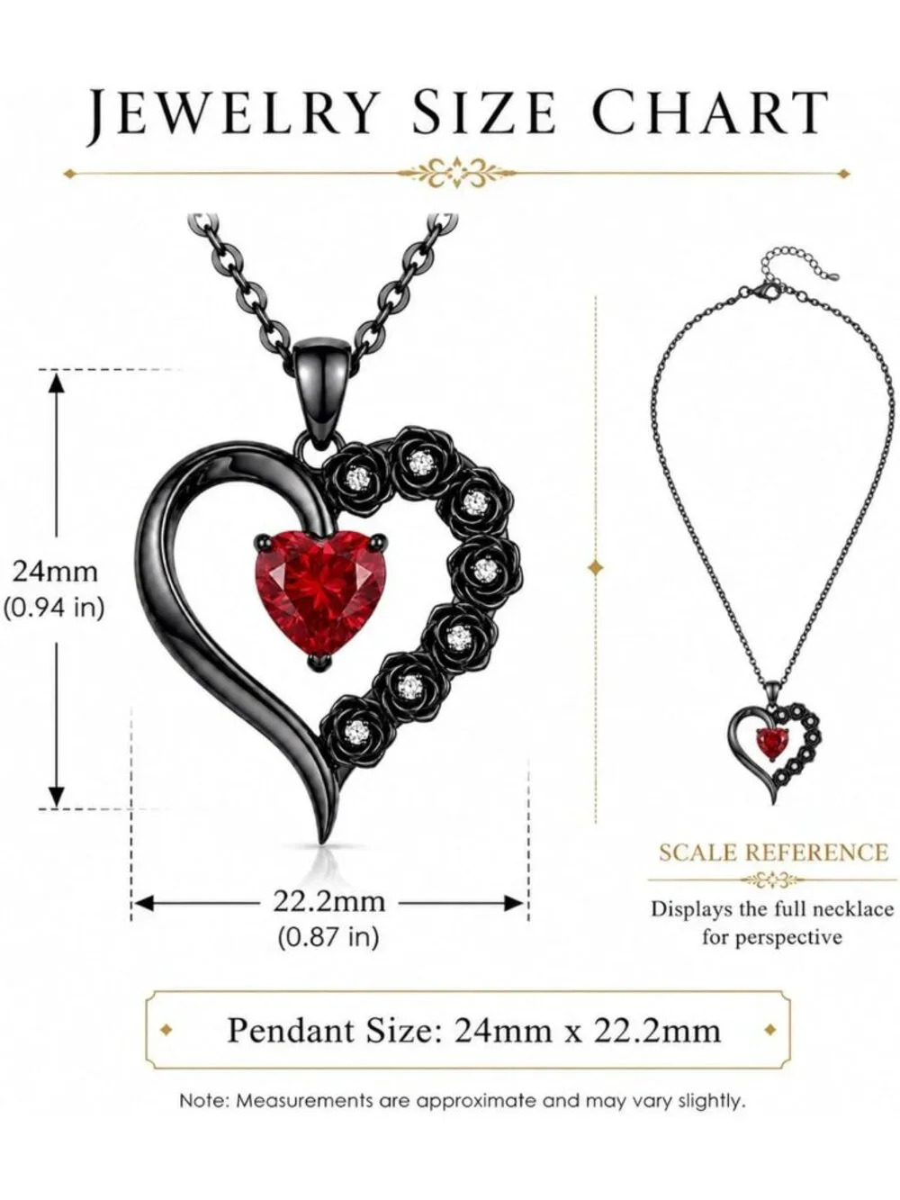 Gothic Black Rose Pendant Necklace for Women - Halloween Jewelry Gift, Floral